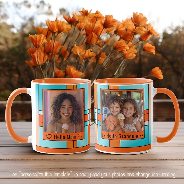 Olá Mamãe Avó Caneca com Foto em Vidro Colorido (Criador carregado)