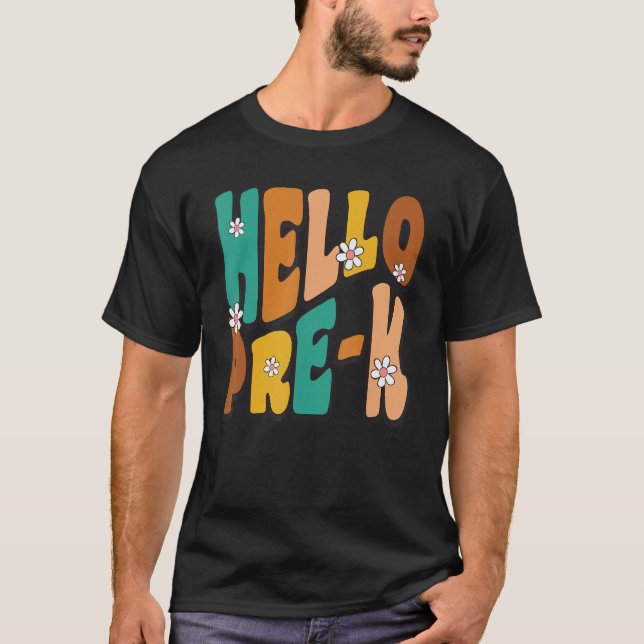 Olá Menina de Camisa PRE-K de volta à letra da esc (Frente)