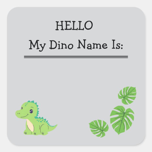 Olá Meu Nome Dino É Nome de etiqueta Sticker (Frente)