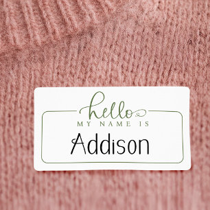 Olá Meu Nome É Nome de etiqueta De Script Verde