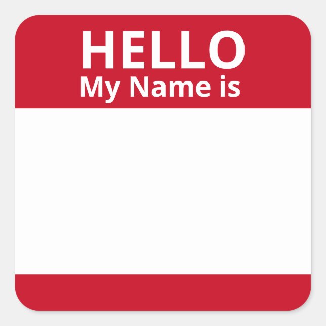 Olá Meu nome é Nome de etiqueta vermelho e branco (Frente)