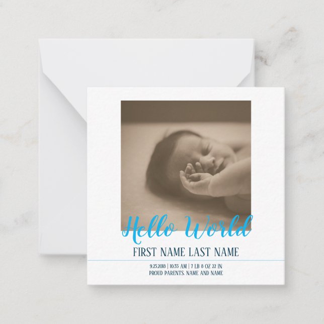 Olá Mundo - anúncio de nascimento com foto (Frente)