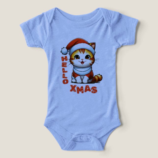 Olá, Natal - Gato de Natal bonito numa fantasia de (Design frontal)