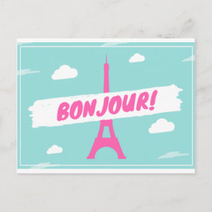Olá Paris França Torre Eiffel cartão postal