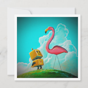 Olá Pinky Robot Flamingo - Mini Impressão