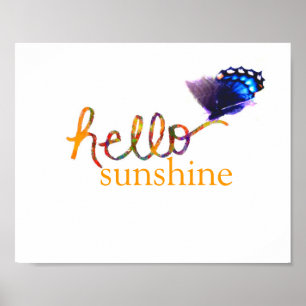 olá, poster de sol com foto-arte de borboleta