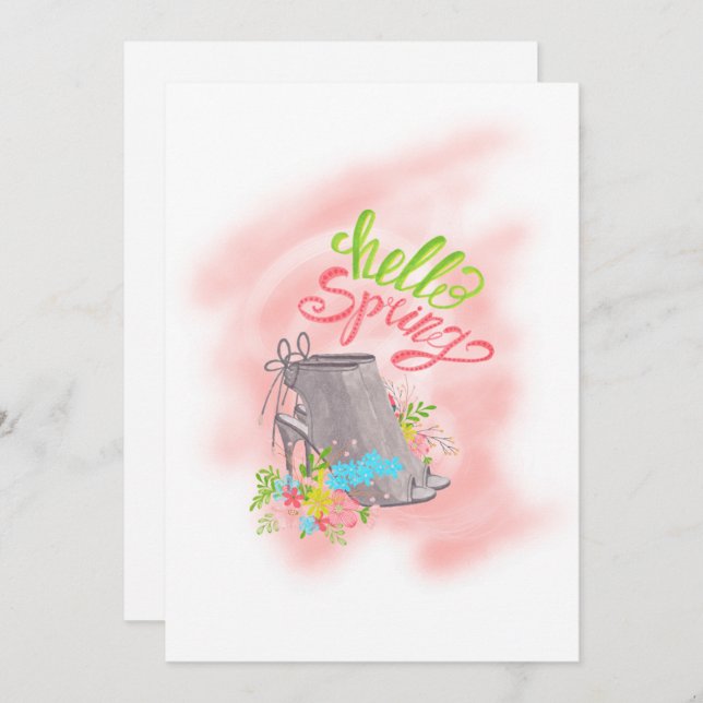 Olá Primavera Birthday Tea Convite de festas (Frente/Verso)