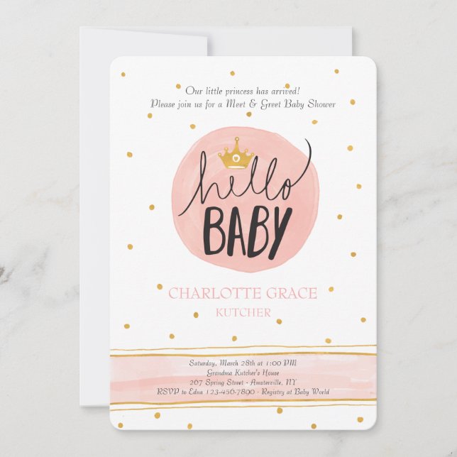 Olá Princesa Meet e Greet Convite (Frente)