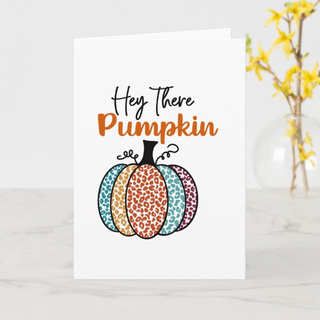 Olá, Pumpkin Card | Cartões de outono | Leopardo P (Flor Amarela)