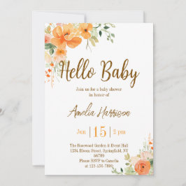 Olá, querida! Convite para Chá de fraldas Floral E