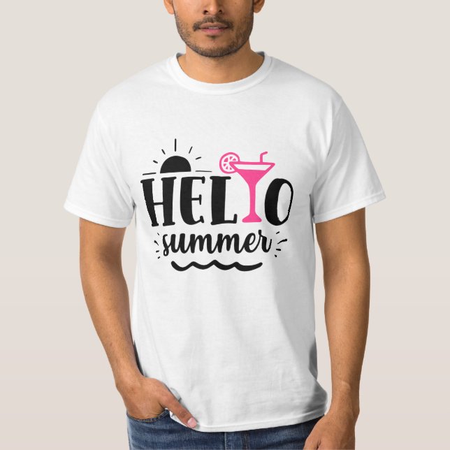 Olá, tipografia de verão, citando camisetas (Frente)