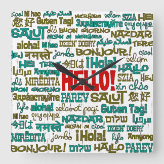 Olá (vários idiomas) - Relógio de parede