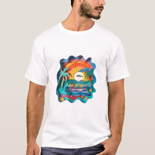 Olá Verão Camiseta Gráfica Retro Palmeiras Por do