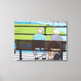 Old couple on a bench canvas print
