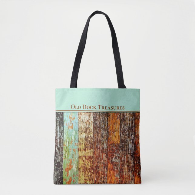 Old Dock Treasures Tote Bag. Sea-worn style. (Frente)