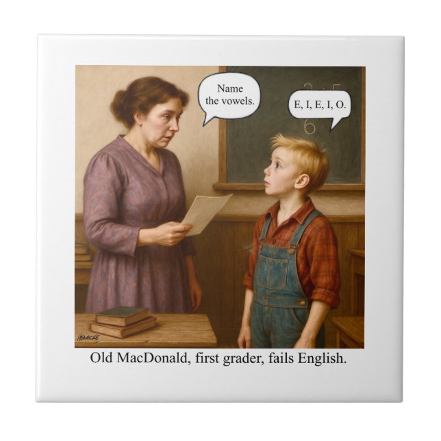 Old MacDonald, first grader, fails English. (Frente)