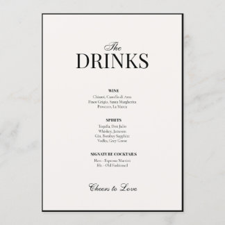 Old Money Black & White | Wedding Drink Menu