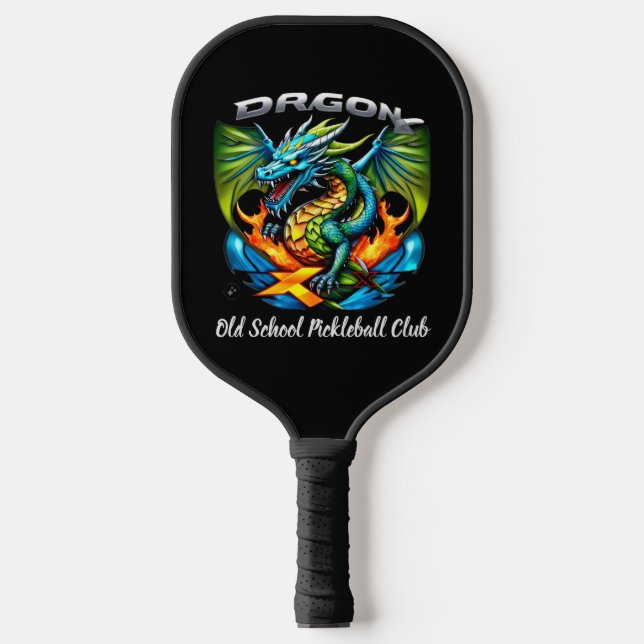 Old School Dragon X Team Pickleball club paddle (Front)