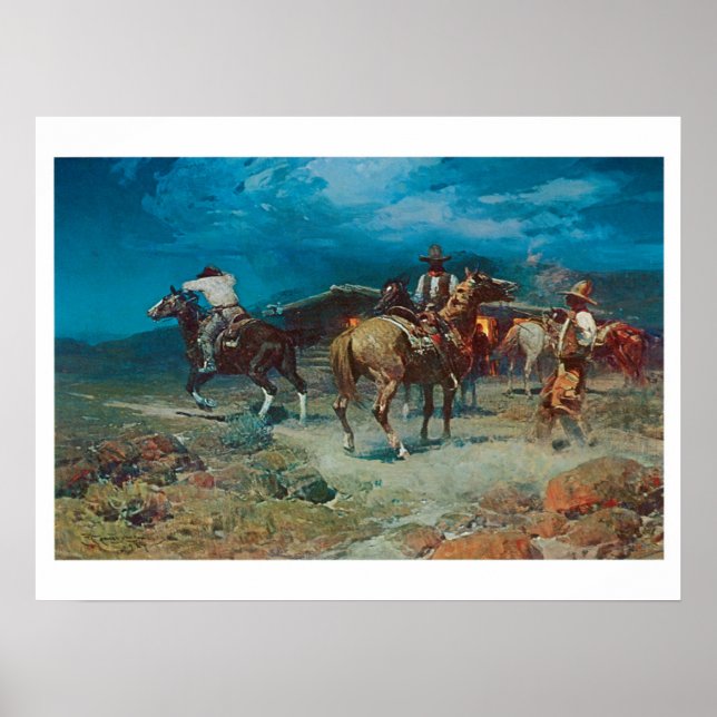 Old West Cowboys Rustlers Art Impressão Poster (Frente)