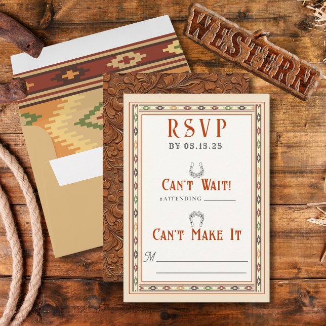 Old West Frontier Wedding RSVP Card (Criador carregado)