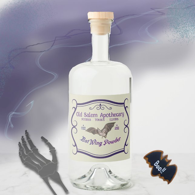 Olde Salem Apothecary BAT TONIC (Olde Salem Apothecary BAT TONIC Liquor Bottle Label)