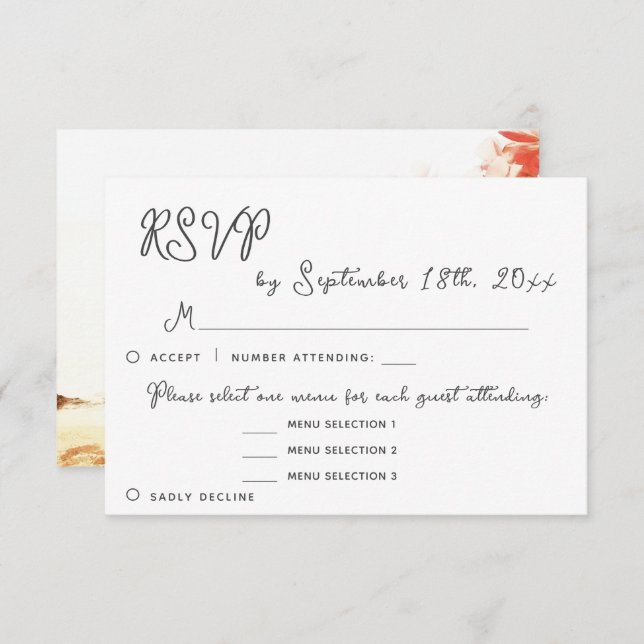 Oleander Floral Menu Choices RSVP Wedding Reply (Frente/Verso)