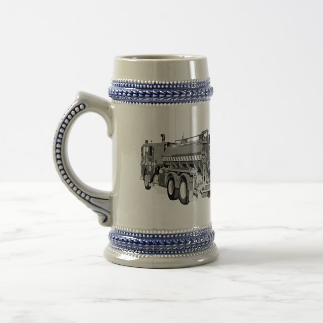 Óleo De Caminhão De Fogo De cinza Pintado, Caneca  (Esquerda)