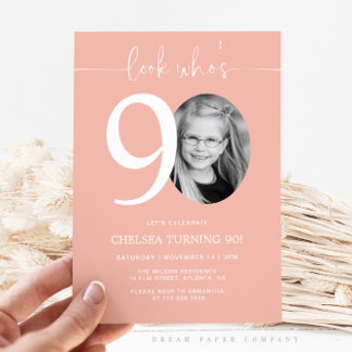 Olha quem tem 90 anos | Convite de Aniversário par