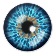 Olhal azul e laranja da íris