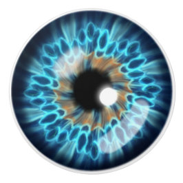 Olhal azul e laranja da íris