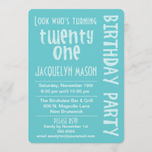 Olhar azul que está girando o convite de 21