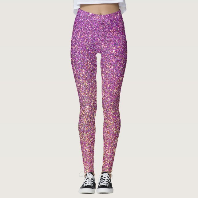 Olhar brilhante de leggings rosadas (Frente)