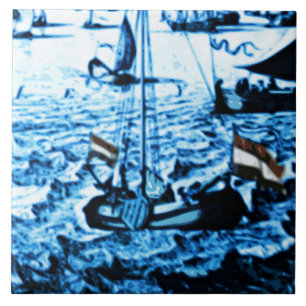 Olhar C4 do vintage de Delftware dos navios da