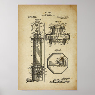 Olhar velho das ilustrações da patente do poster