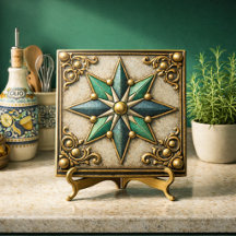 Olhar Vintage Esmeralda Verde & Ouro Estrela