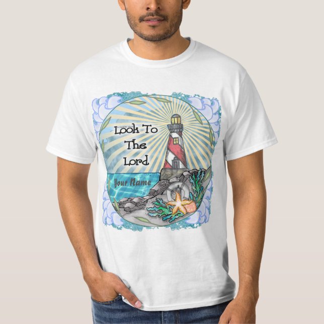 Olhe camiseta cristã de farol (Frente)