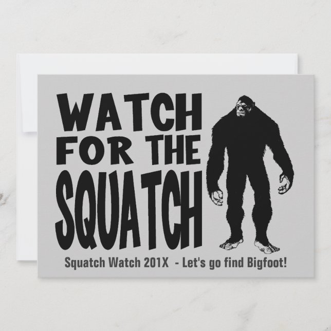 Olhe para o convite da caça de Squatch Bigfoot (Frente)