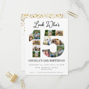 olhe quem está com 15 Montagem de fotos convite de