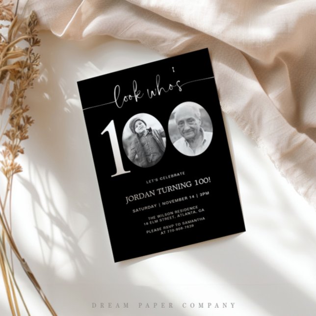 Olhe Quem Faz 100 | Convite de 100º Aniversário co (Criador carregado)