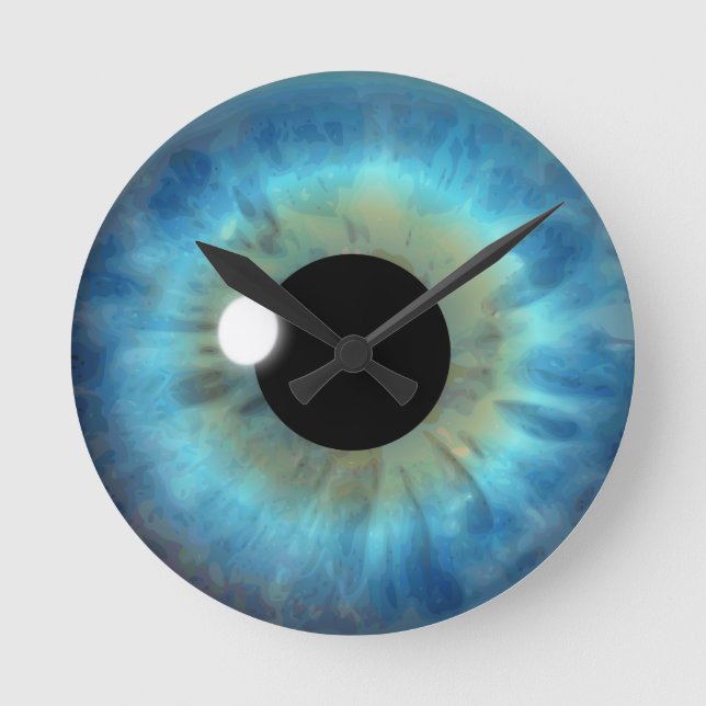 Olho Azul Iris Eyeball Médio Personalizado Relógio (Frente)