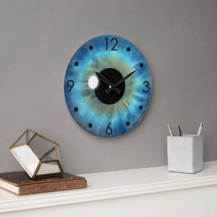 Olho Azul Iris Eyeball Personalizado Relógio Redon