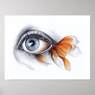 Olho com impressão surreal do poster da arte da