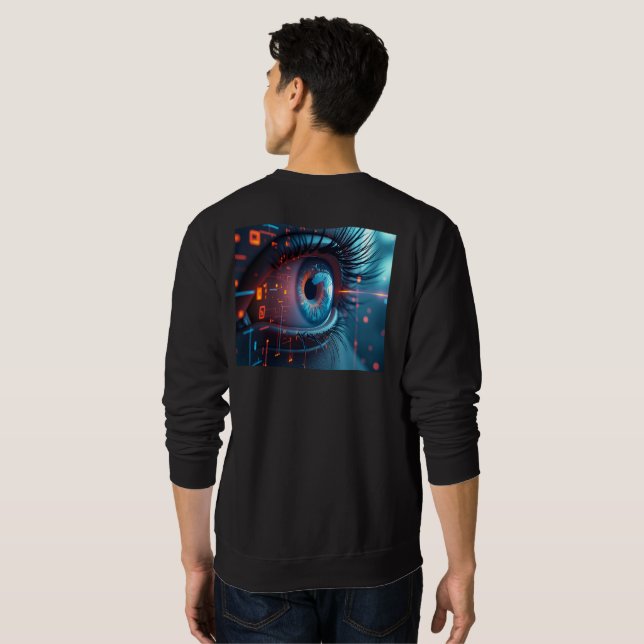 olho quântico homens camiseta preta costas (Parte Traseira Completa)