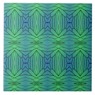Olhos de linhas geométricas pretas, azul-verde