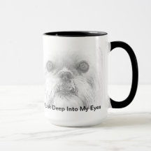 Olhos do cão de Bruxelas Griffon da caneca