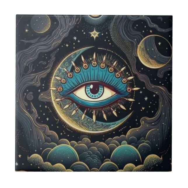 Olhos místicos de Solteiro nos Azulejos cerâmicos  (Frente)