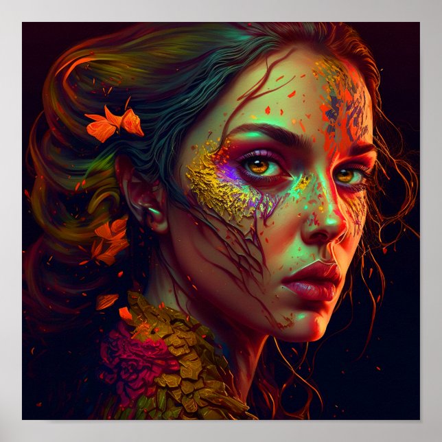 Olhos ouros - Belíssima Impressão de Arte de Mural (Frente)