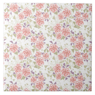 olive beige mosaic floral pattern retro