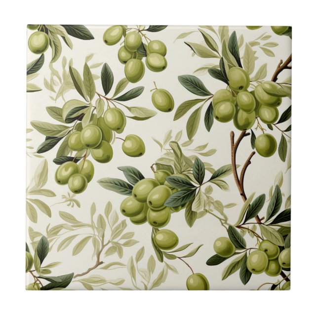 Olive Branch Watercolor Pattern Mediterranean (Frente)