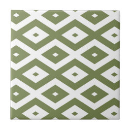 Olive green and white diamond pattern